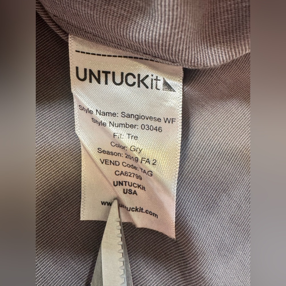 UNTUCKit Men Size 3XLT TALL Wrinkle Free Button Down Shirt Gray 100% Cotton - Picture 5 of 8
